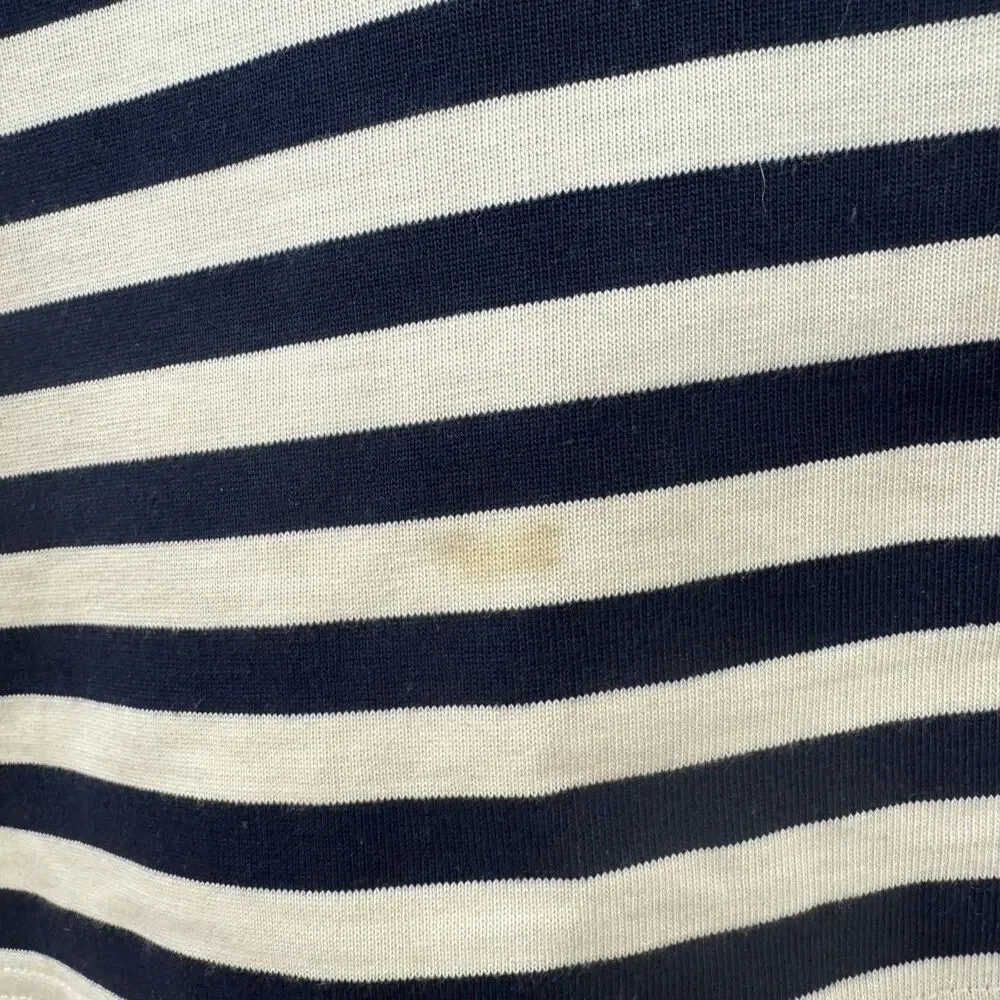 Tory Burch Medium Robinson Striped Shirt Short Sleeve Nautical Womens